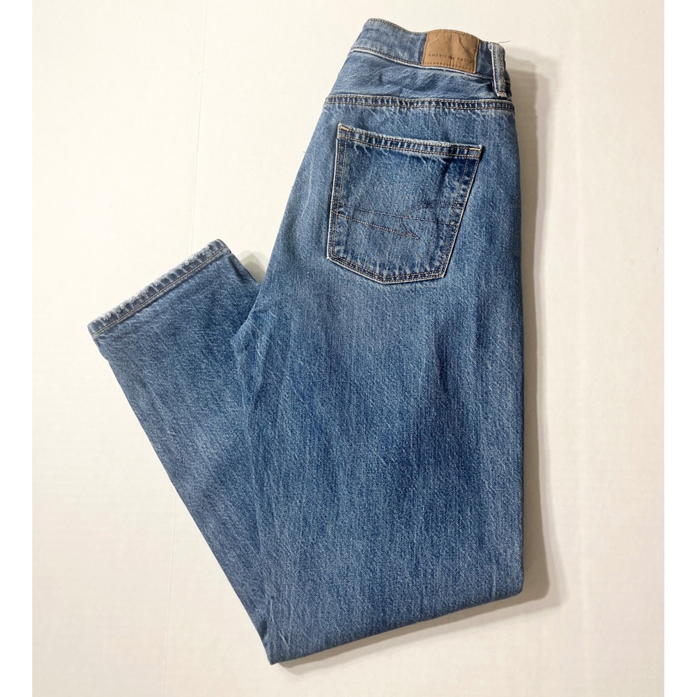 American Eagle Jeans Womens 0 Short Blue Mom Straight High‎ Rise Medium Wash